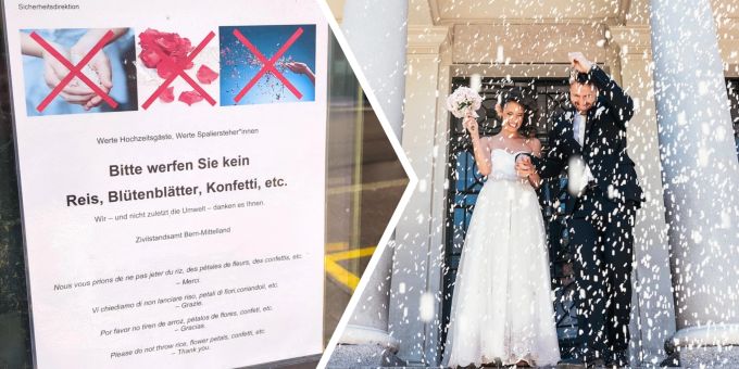 In Bern darf bei Hochzeiten kein Reis, keine Blumen oder keine Konfetti mehr geworfen werden. Hochzeit