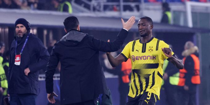 Da sah es noch gut aus für den BVB: Sahin bejubelt mit Stürmer Guirassy dessen Tor zum 1:0. BVB