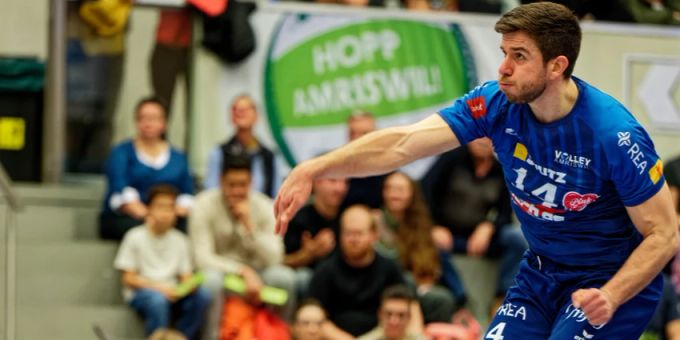 Spieler von Volley Amriswil im Match gegen «Zuzu». Volleyballspieler