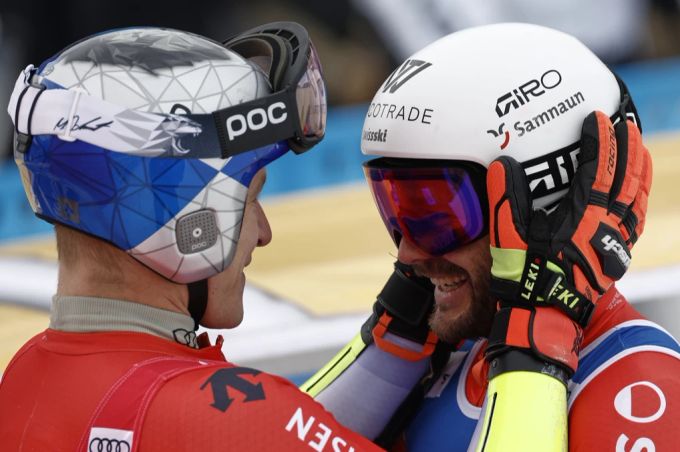 Die beiden Freunde Marco Odermatt (l) und Thomas Tumler standen letzten Winter gemeinsam auf dem Weltcup-Podest. Marco Odermatt Thomas Tumler