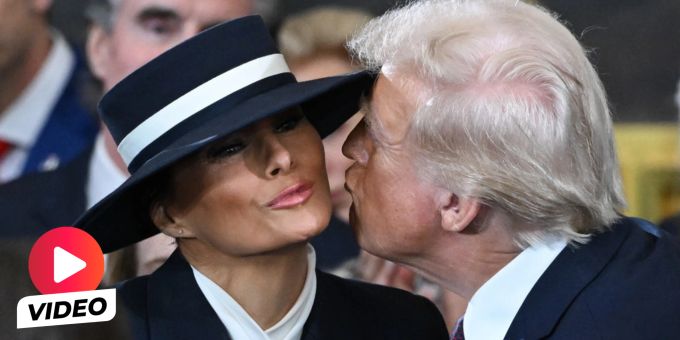 Hut zu gross - Melania und Trump: Peinliche Kuss-Panne!