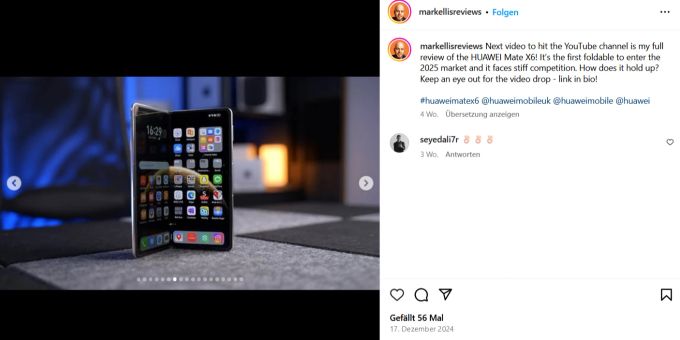 Das Huawei Mate X6 ist das erste neue faltbare Smartphone im Jahr 2025. huawei mate x6