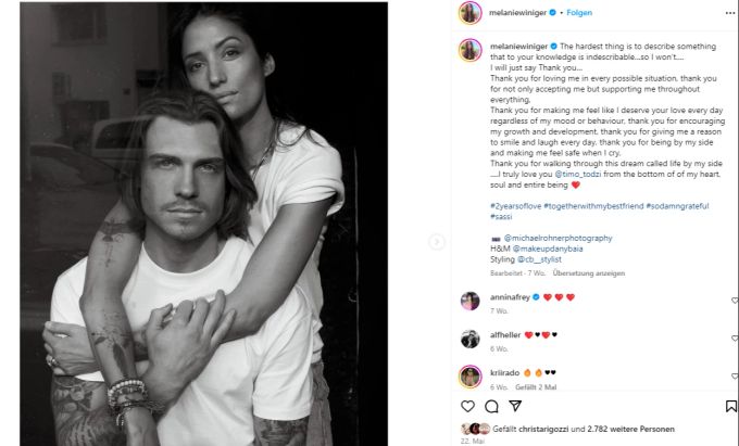 Die Ex-Miss-Schweiz schwärmt für ihren Schatz Timo Todzi. Melanie Winiger