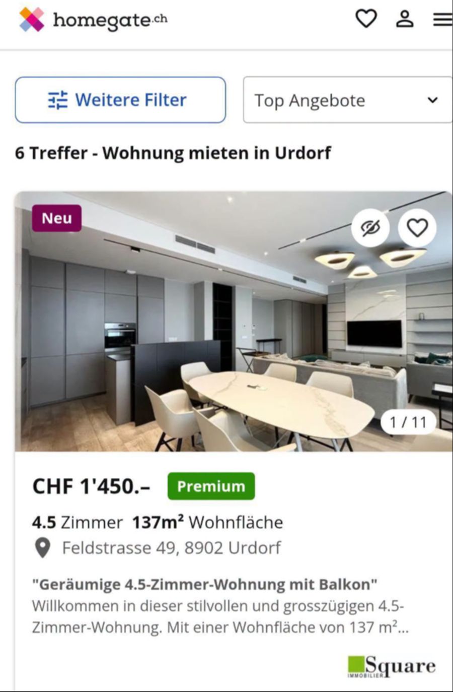 Auch dieses Inserat ist identisch – nur die Adresse wurde geändert.