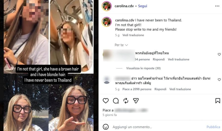 Die 23-Jährige wehrt sich und zeigt auf Instagram, dass es sich um eine andere Person handelt.