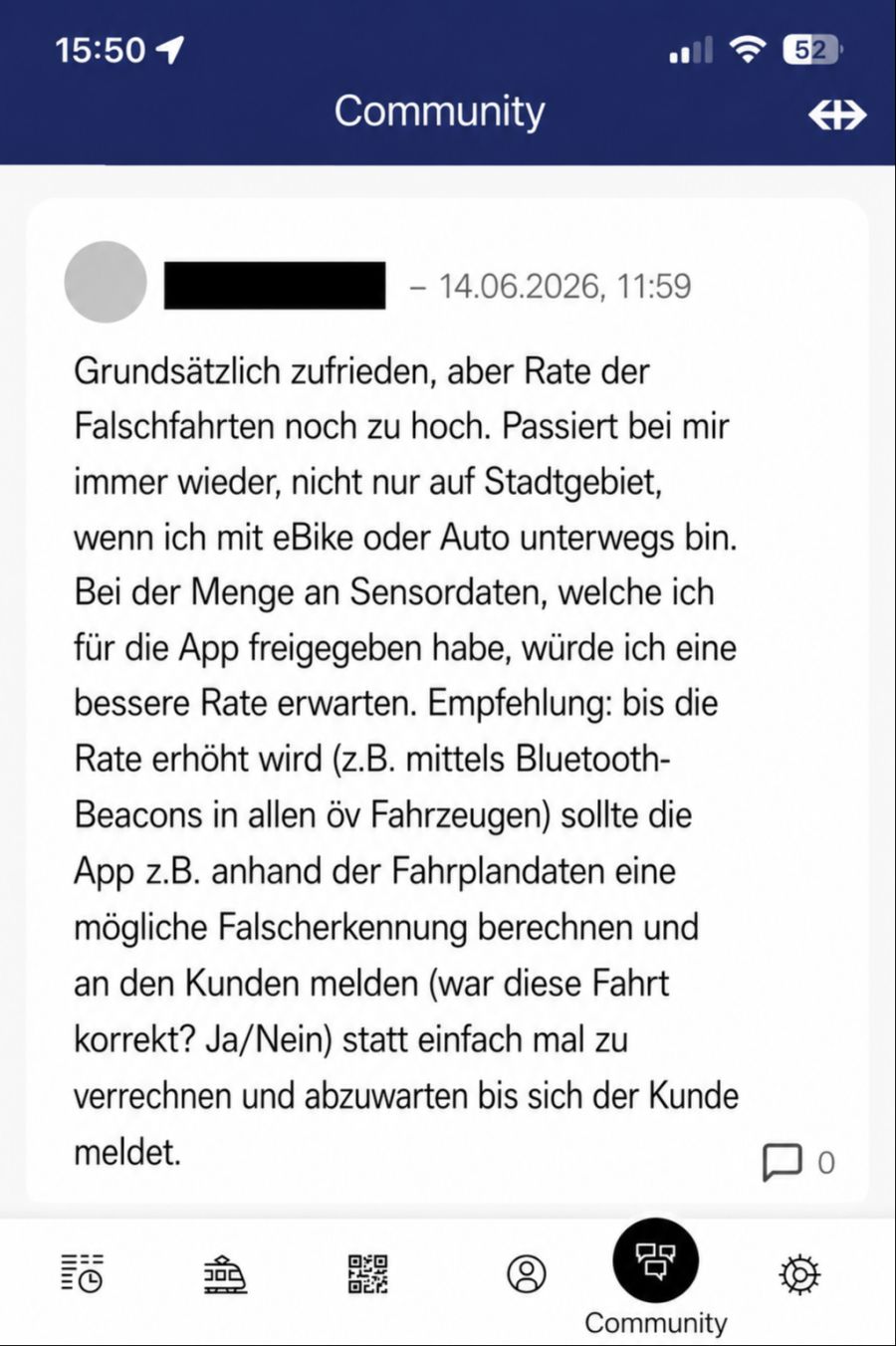 Die Test-Community gibt auch Verbesserungsvorschläge