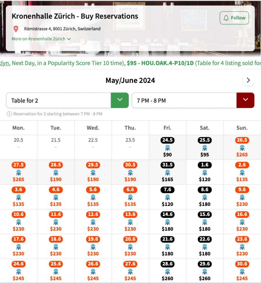 Obwohl die meisten Kunden spontan hier essen gehen können.