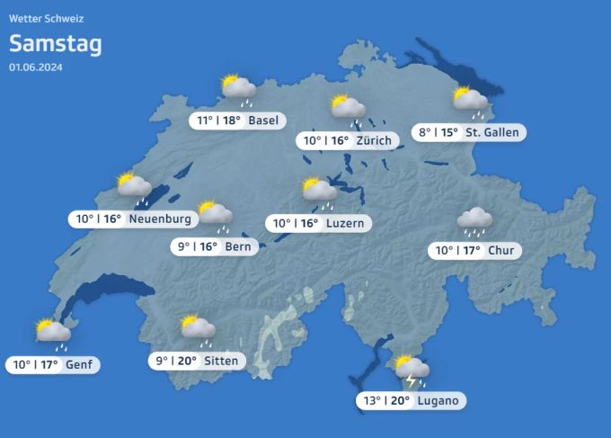 So wird das Wetter am Samstag. Wetter