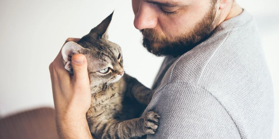 Mann mit Katze