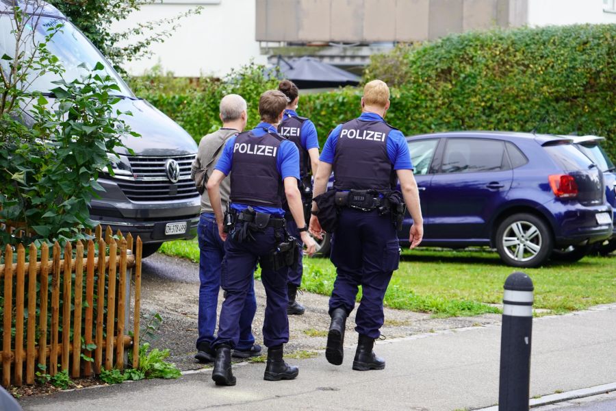 Polizisten im Wohngebiet in Forch.