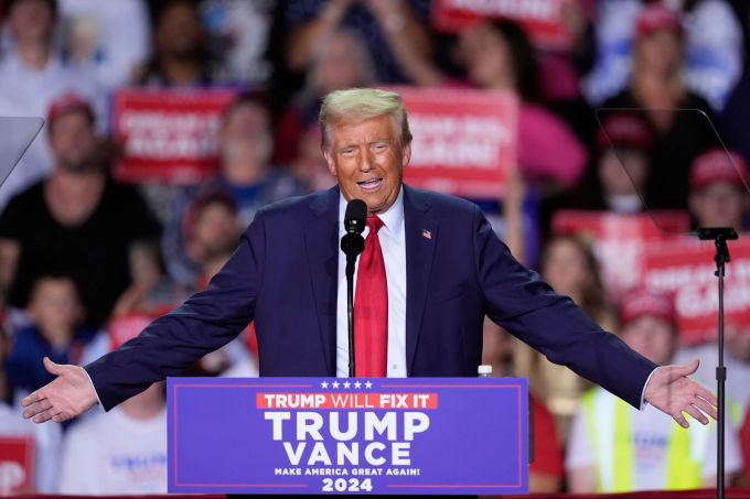 Donald Trump bei seiner Rede in Grand Rapids, Michigan. Donald Trump Grand Rapids