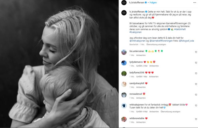 Tonje Barkenes, die Verlobte von Henrik Kristoffersen, mit Söhnchen Emil. Henrik Kristoffersen