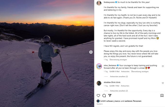 Lindsey Vonn steht vor ihrem Comeback. Lindsey Vonn