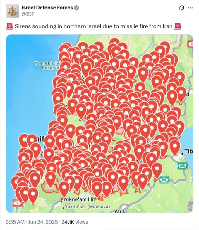 Der Post auf X der israelischen Armee. IDF