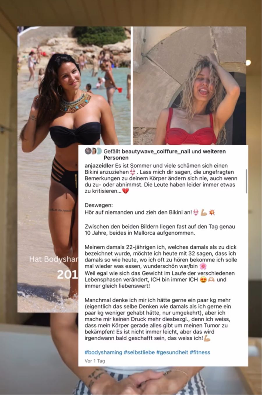 Für diesen Fotovergleich erntete Anja Zeidler haufenweise Bodyshaming-Kommentare.