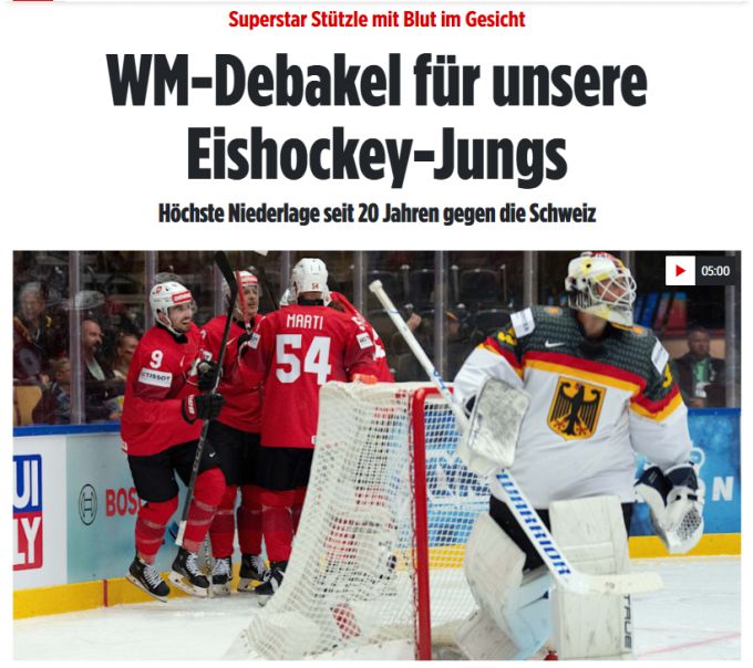 Die «SportBild» schreibt über ein «WM-Debakel». eishockey-wm schweiz deutschland
