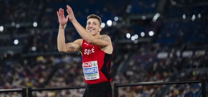 Simon Ehammer strebt an den Olympischen Spielen in Paris eine Medaille im Weitsprung an. Simon Ehammer