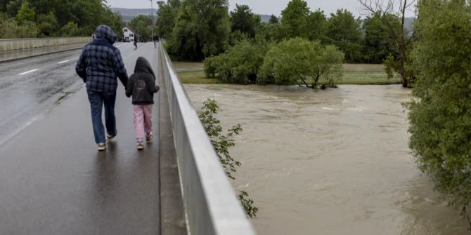 Hochwassersituation Thurbrücke Ellikon Uesslingen