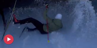 Sturz! - Odi auch auf Langlauf-Skis spektakulär – aber noch wacklig