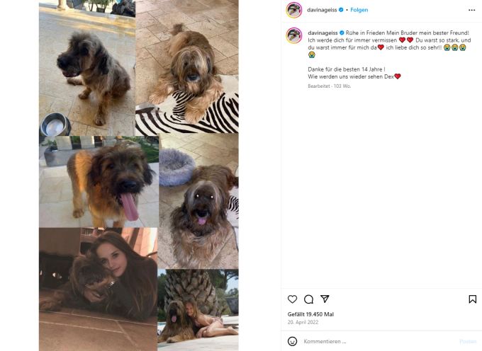Davina und Shania Geiss verabschiedeten sich im April 2022 von ihrem geliebten Hund Dexter. Geissens