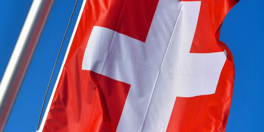 ARCHIV - Die Nationalflagge der Schweiz weht vor blauem Himmel. Foto: Patrick Pleul/dpa-Zentralbild/dpa (Archivbild)