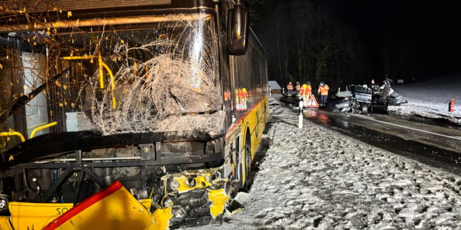 Ein Autofahrer kollidierte zwischen Herdern TG und Eschenz TG frontal mit einem entgegenkommenden Postauto.