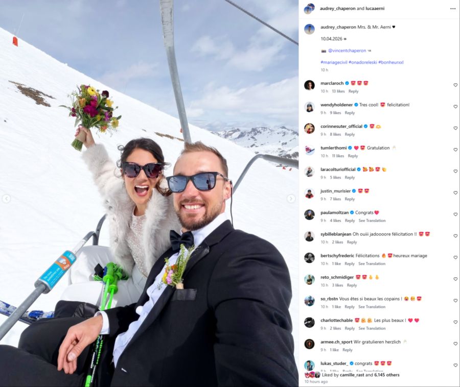 Luca Aerni hat seine langjährige Partnerin Audrey geheiratet.