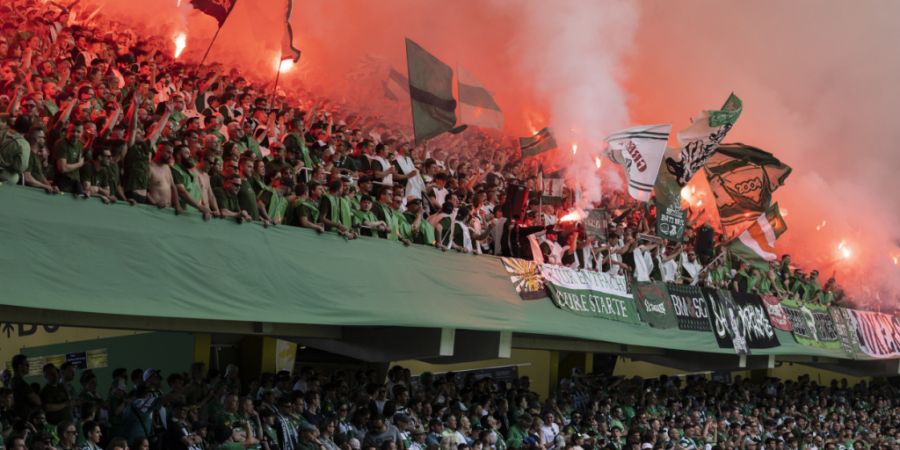 St. Galler Fans feuern am Cupfinal vom 15. Mai 2022 im Stadion Wankdorf in Bern ihr Team gegen den FC Lugano an. Die Tessiner gewannen 4:1. (Archivbild)