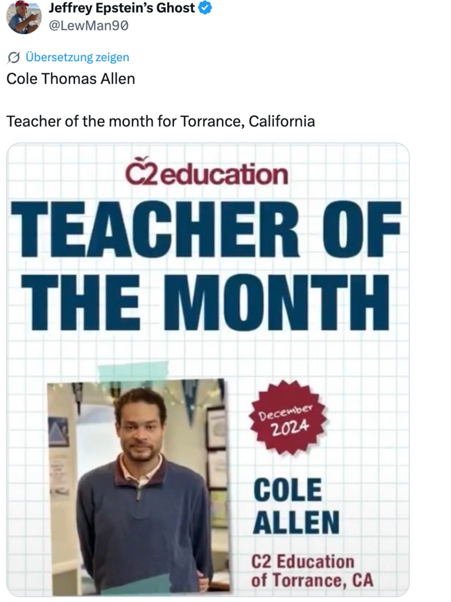 Der Schütze wurde im Dezember 2024 als «Lehrer des Monats» ausgezeichnet.