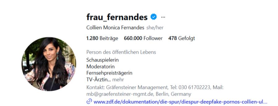 Jetzt ist es offiziell: Collien erobert Instagram zurück – unter ihrem eigenen Namen «frau_fernandes»!