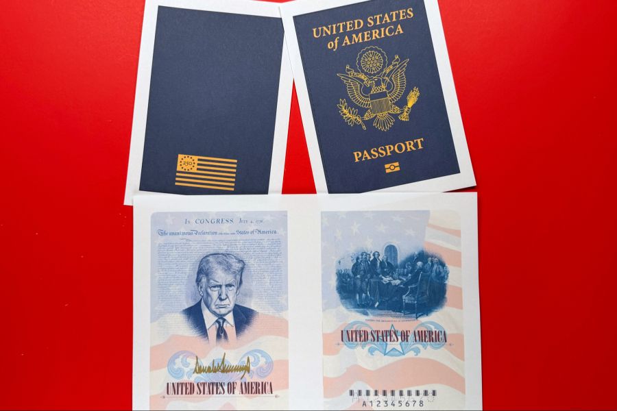 In einer limitierten Pass-Serie taucht Donald Trump mit seinem Abbild auf.