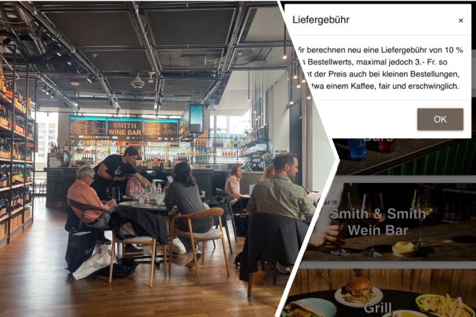 Bar und Nachricht Liefergebühr