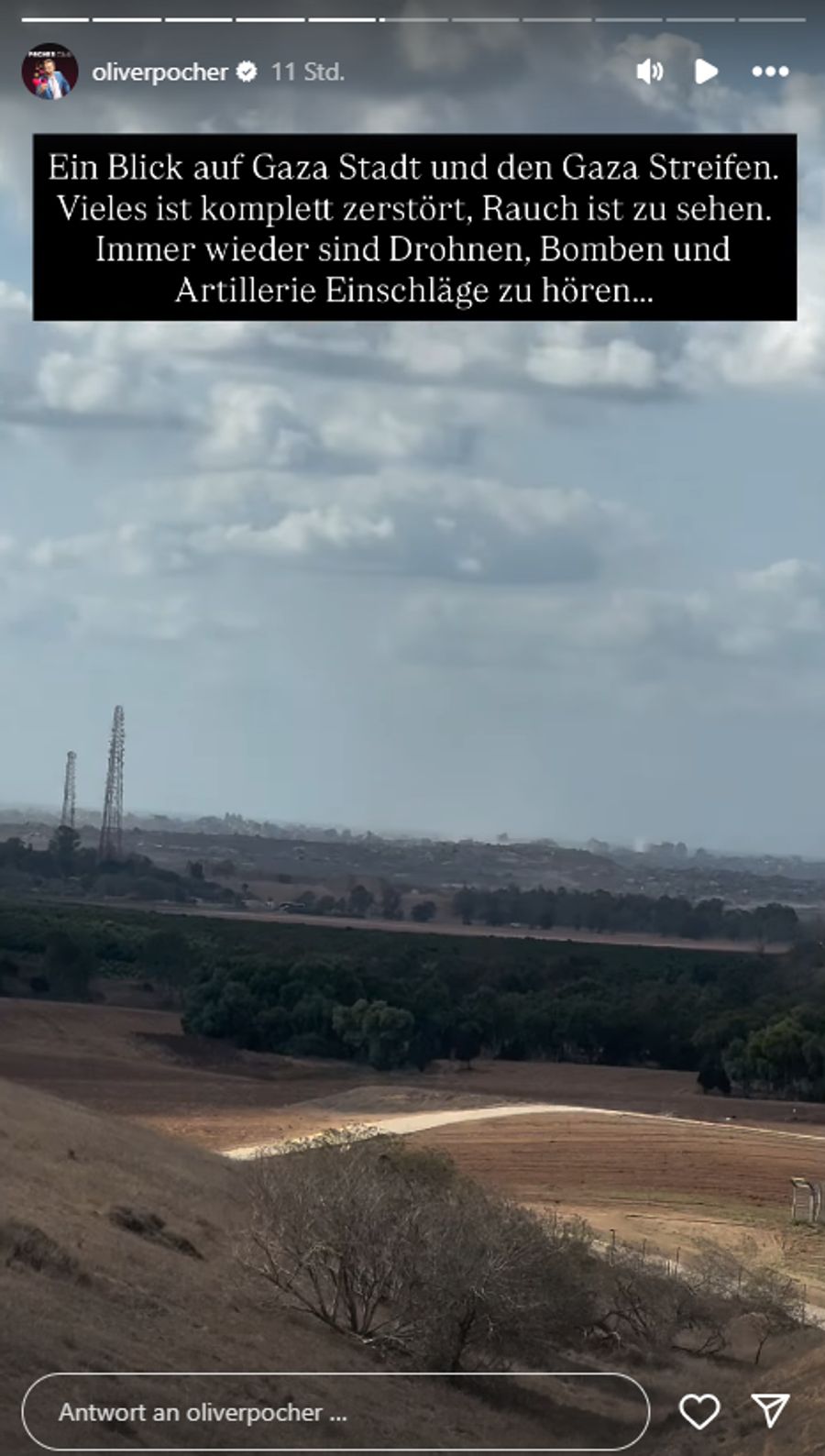 Blick auf den Gazastreifen. Der Comedian will seine Follower auf die Reise mitnehmen.