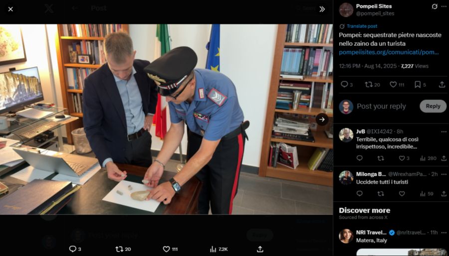 Ein Reiseführer beobachtete es und meldete es der Polizei.