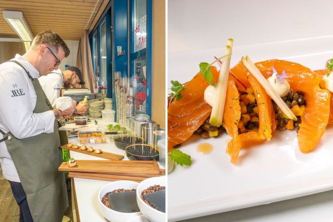 Koch Lachs Gericht Küche