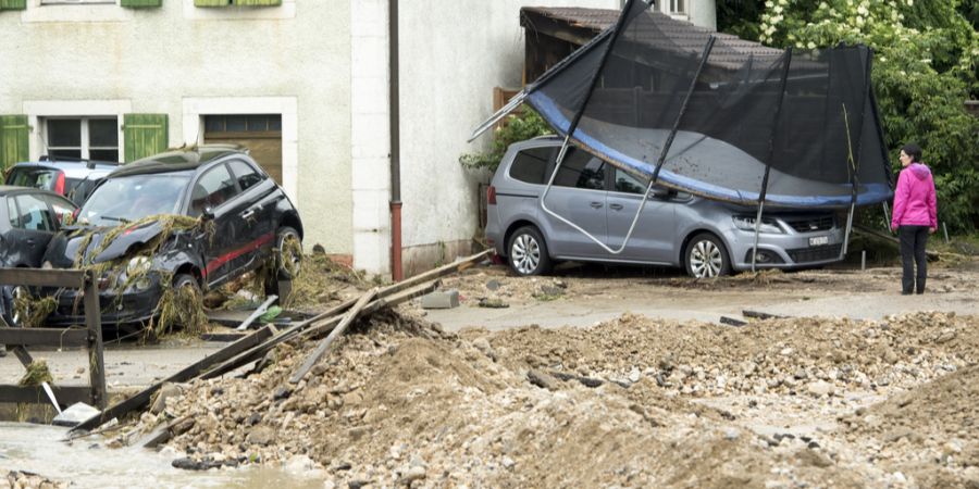 Autos Sturm Überschwemmung Frau