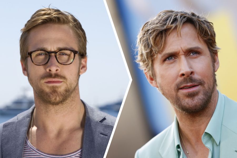 Künstlich aufgeblasen: so sah Schauspieler Ryan Gosling früher noch nicht aus. (Im Bild: Der Vergleich zwischen 2011 und 2024)