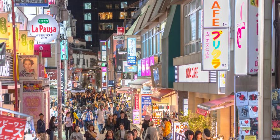 Tokyo, Viertel, Strasse, Lichter, Nacht