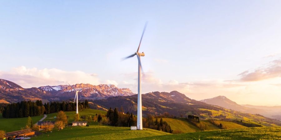 Turbine Windkraft Landschaft Berge Schnee Energie
