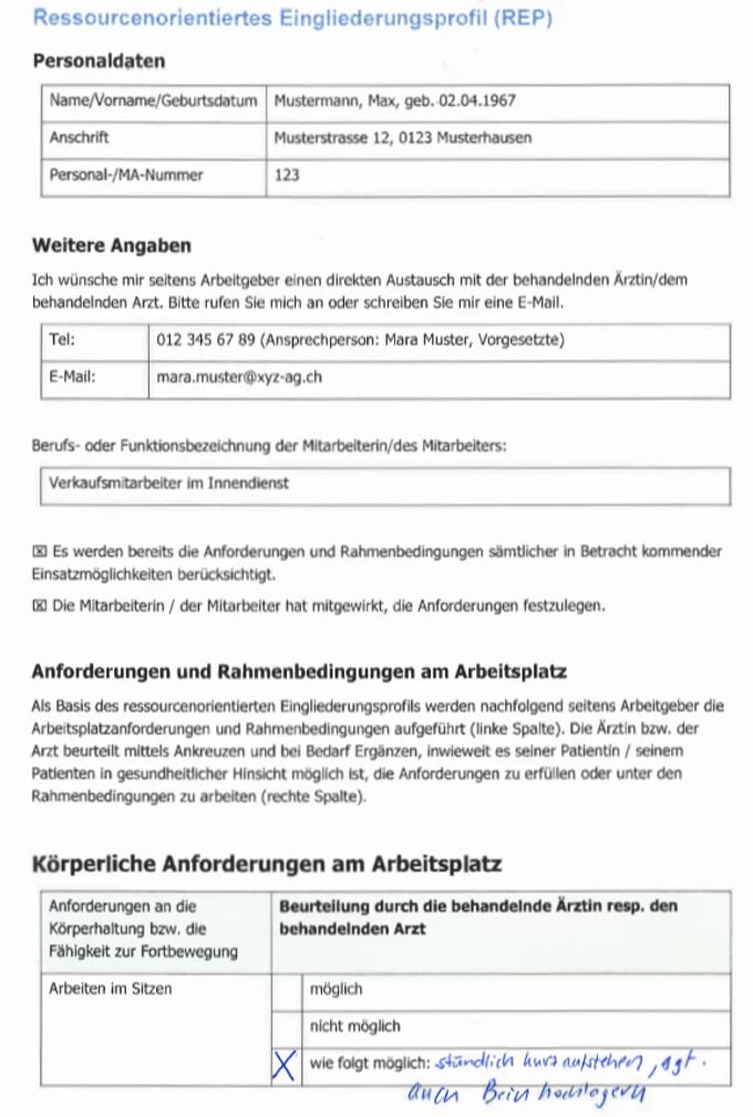 Arztzeugnis Spital
