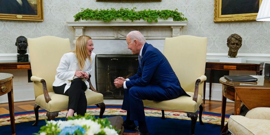 US-Präsident Joe Biden trifft Italiens Ministerpräsidentin Giorgia Meloni im Oval Office des Weissen Hauses.