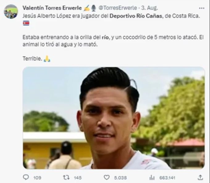 Costa Rica trauert um den Fussballer Jesus Alberto Lopez (†29). Costa Rica