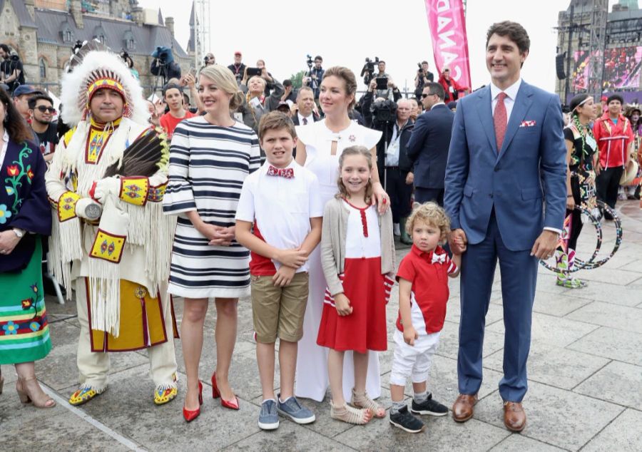 Justin Trudeau und seine Familie im Jahr 2017.