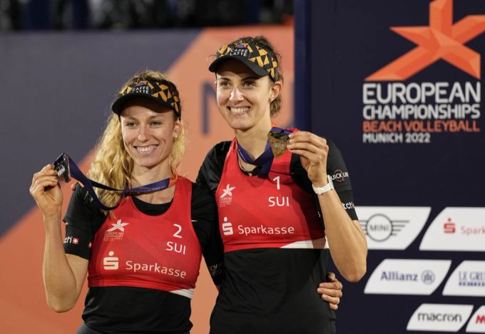 Holten Silber bei der letzten Beachvolleyball EM: das Schweizer-Duo Nina Brunner und Tanja Hüberli. Silber Beachvolleyball EM