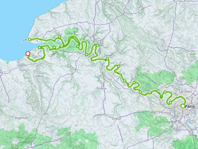 Die Strecke von Paris ans Meer lässt sich über 420 Kilometer Veloweg bewältigen. Velostrecke