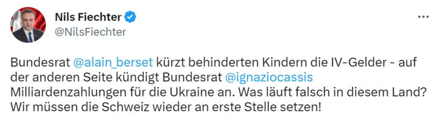 Gleiches gilt für Nils Fiechter, den Präsidenten der Jungen SVP.