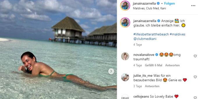 Jana Ina Zarrella geniesst die Auszeit. jana ina