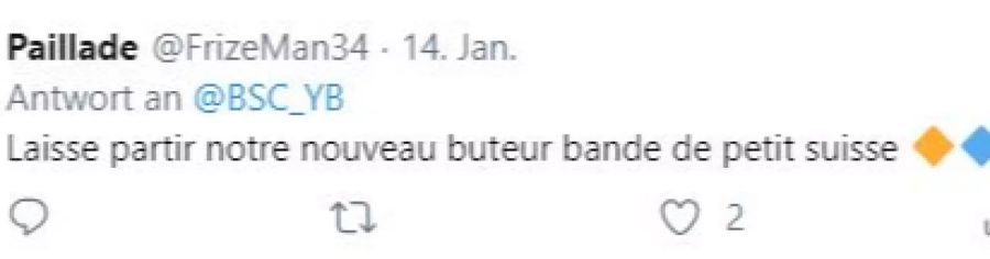 «Lasst unseren neuen Torjäger gehen, Bande kleiner Schweizer.»