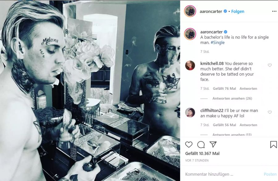 Sexy trotz Liebes-Aus! «Backstreet Boys»-Bruder Aaron Carter geht auf Instagram nackt auf Frauenfang, während seine Ex noch im Knast hockt.