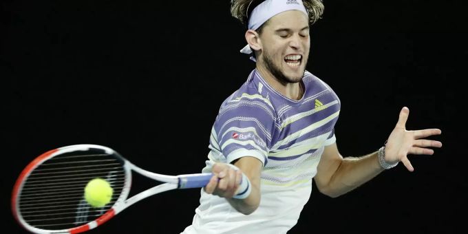 Dominic Thiem im Final der Australian Open gegen Novak Djokovic. Dominic Thiem Australian Open